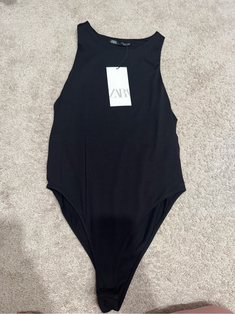 ZARA Black Sleeveless One-Piece Bodysuit